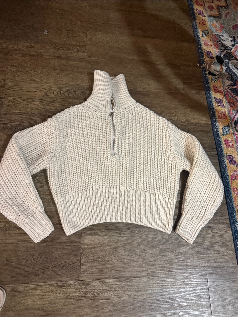 H&M Cream Chunky Half-Zip Turtleneck Sweater
